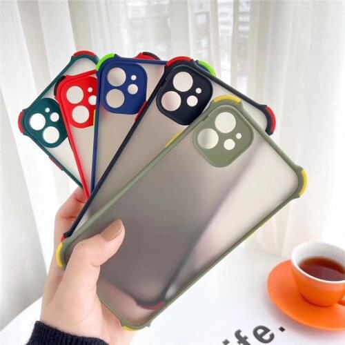Case For iPhone 12 11 Pro XS Max X XR Camera Protection Matte Translucent Back Cover For 8 7 Plus Anti Collision Angle Case