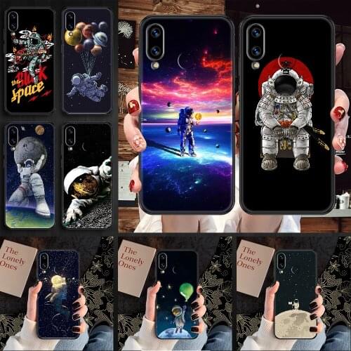 Astronaut Space Phone case For Huawei Honor 6 7 8 9 10 10i 20 A C X Lite Pro Play black art Etui soft shell pretty hoesjes