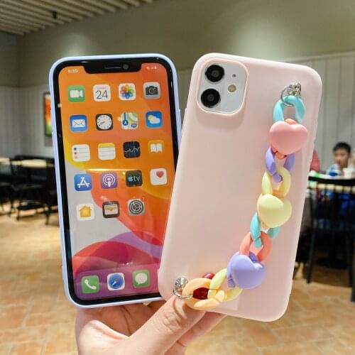 Heart Shape For iPhone 12 11 Pro Max Xs XR 6 7 8Plus Case Bracelet Phone Case