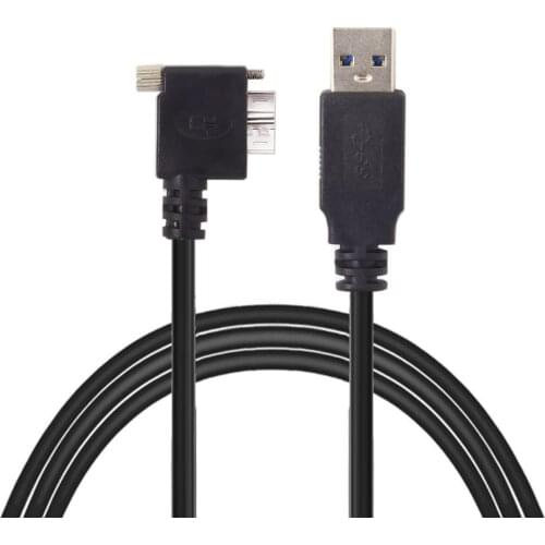 Chenyang 3m 90 Degree Left Angled Micro USB Screw Mount to 3.0 Data Cable for Industrial Camera