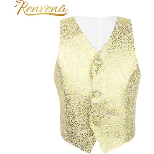 Kids Boys Gentleman Waistcoats Floral Pattern V Neck Vests Childrens Piano Stage Performance Costume Party Dressy Boys Vests