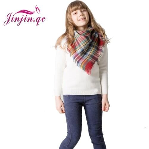 Jinjin.QC2019 Children Triangle Cashmere Scarf Women Wraps and Shawls Echarpe Foulard Femme Fashion Bufanda Mujer Plaid Bandana