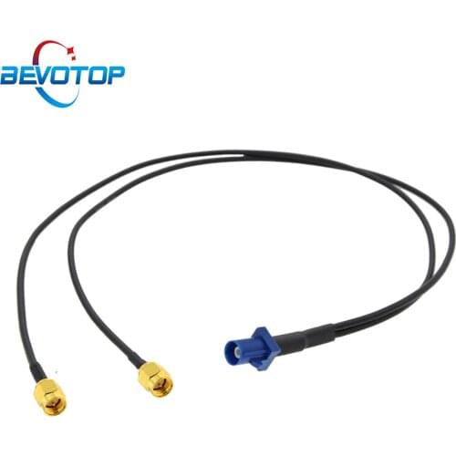 Fakra C Male to 2 SMA Male Plug 1 to 2 Y Type Spliter Cable RG174 Pigtail Car Navigation GPS Antenna Extension Coaxial Jumper
