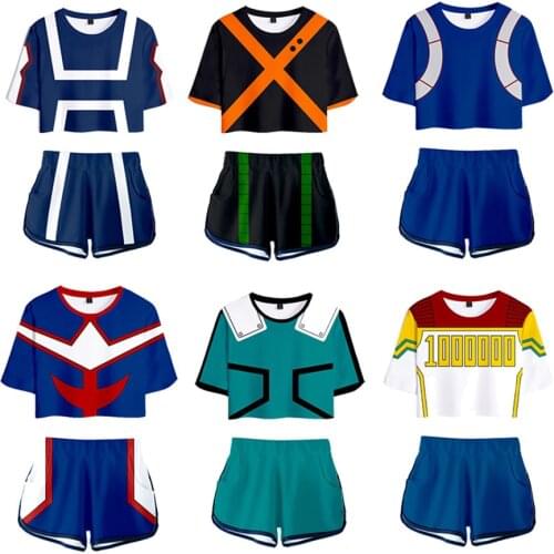 Boku No Hero Academia Uniform Bakugou Katsuki/Iida Tenya/Todoroki Shouto Cosplay Costume My Hero Academia Sportswear Tops+shots