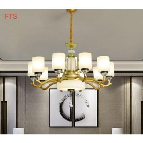 Zinc alloy chandelier new Chinese style villa chandelier Chinese style living room dining room bedroom lamp