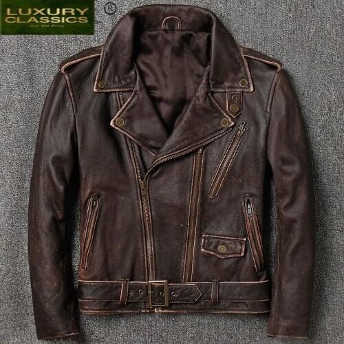 100% Genuine Leather Coat Men Clothing 2021 Streetwear Motorcycle Natural Real Cow Leather Jacket Male Coat Mens Jackets