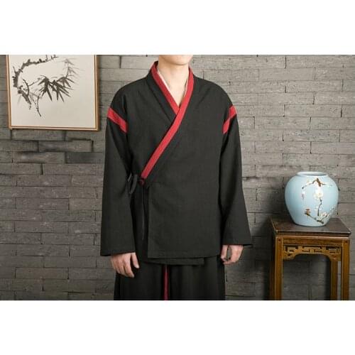 2019 Chinese Style Cotton Linen Color Matching Mens Clothing Jacket Autumn Casual Men Jackets Oversize Male Coat