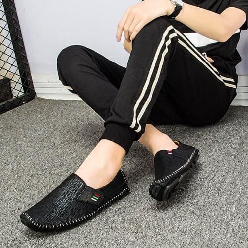 Male uomo men hombre size breathable white for black Moccasins leather shoe winter schoenen genuine summer scarpa large casual