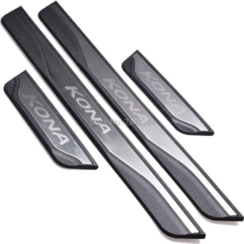 For Hyundai Kona 2017 2018 2019 Stainless Steel Car Door Sill Scuff Plate Kick Pedal Cover Protectors Trim Car Styling Accessory