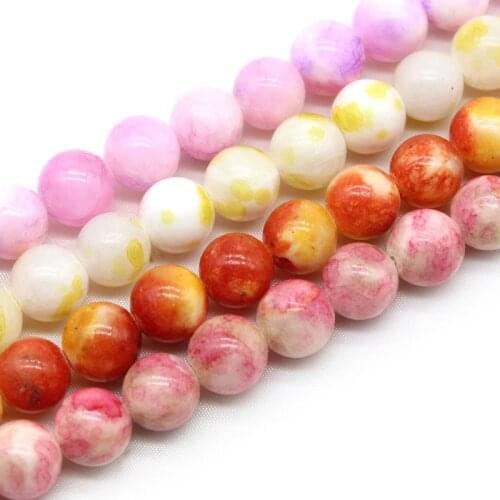 Natural Red Yellow Persian Jades Stone Round Spacer Loose Beads For Jewelry Making DIY Accessories Bracelets 15'' 6/8/10mm