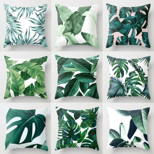 Polyester Pillow Case Cover Green Leaves Throw pillow Cover Home