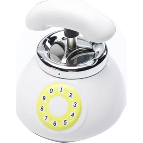 Push Down Ashtray with Lid Decorative Rotary Ring Phone Shape Ceramic Cigarette Ashtray with Container for Home Office L