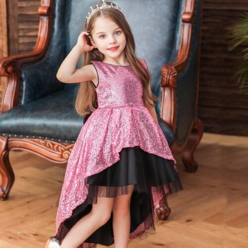 2-10Years New Childrens Host Dress Princess Dress Piano Chair Dress Girls' Sleeveless Lace Princess Puffy Dress