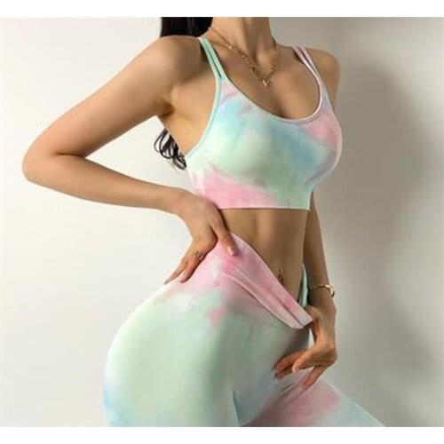 NEW Dyeing Seamless yoga set gym fitness clothing sportswear high waist gym leggings suit sports bra sports suits yoga top 2021