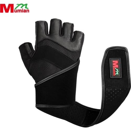 Grip Power Pads Elite Gym Gloves Power Lifter Weight Lifting Gloves with Long Wrist Support Straps for Bodybuilding Training