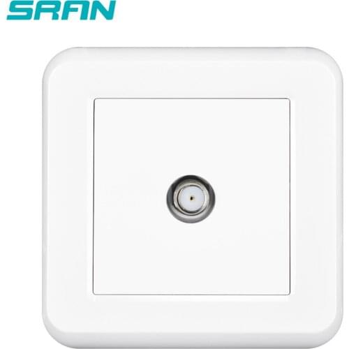 EU Satellite TV Socket, White PC Panel 82mm * 82mm Household Satellite Television Interface Socket