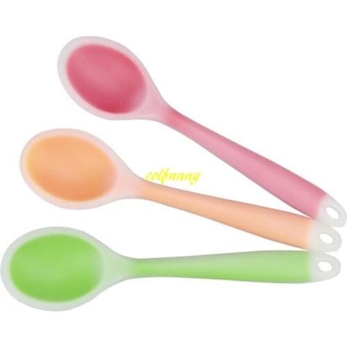 20pcs/lot Fast shipping 27.5*6cm Silicone soup spoon flatware cooking tools for kitchen gadgets Random color