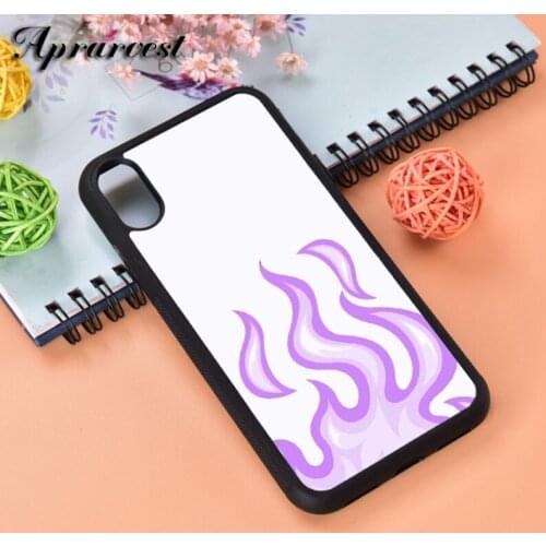 Aprarvest Flame purple Silicone Rubber Phone Case Cover For iPhone 6 6S 7 8 PLUS X XS XR 11 12 MINI PRO MAX