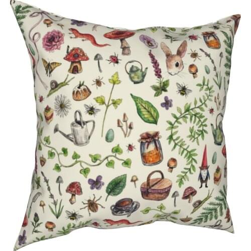 Light Green Plant Bunny Pillowcase Printed Polyester Cushion Cover Decoration Pillow Case Cover Seat Square 45X45cm