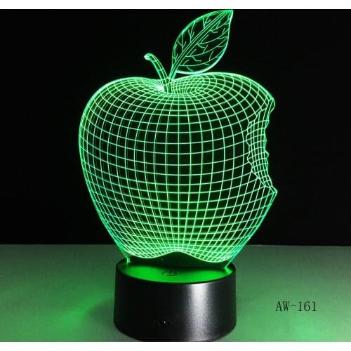 3D Apple Shape LED 7 Color Change Flash Light Table Bedside Office Light Night Lamp Novelty Child Kid Holiday Gift AW-161