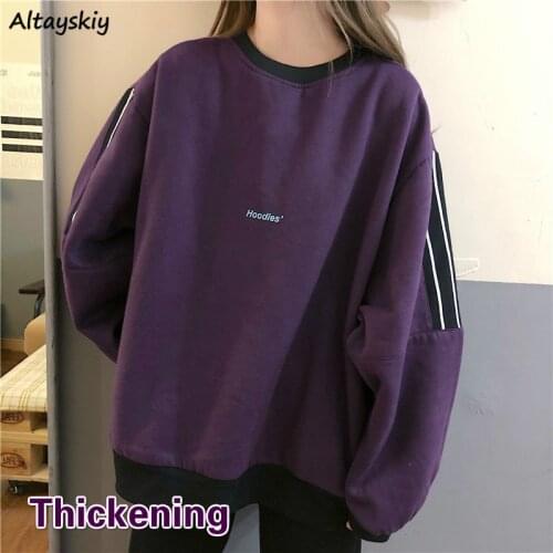 Hoodies Women Letter Warm Soft Gray Ulzzang Casual Ins Lady Fall Clothes Thickening Aesthetic Sweatshirts Femme Trendy All-match