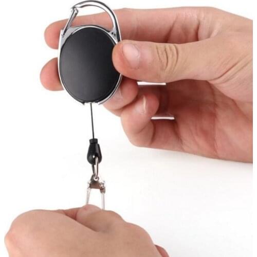 Party Favor Retractable Pull Key Ring Chain creative Lanyard keychain Holder Steel wire rope buckle bag car accessories SN1328