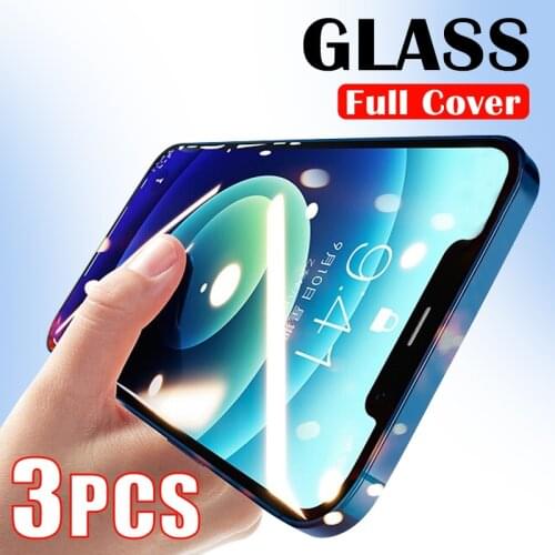 3Pcs Full Cover Tempered Glass on the For iPhone 7 8 6 6s Plus Screen Protector On iPhone X XS XR 11 12 Pro Max 12 Mini SE glass