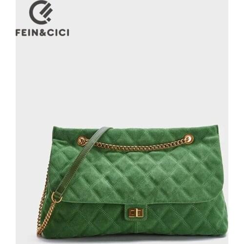 Women large big designer chain flap crossbody bag pu leather handbag quilted MAXI messenger bag green big pillow shoulder bag