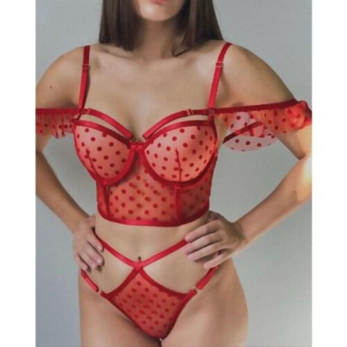 Womens Sexy Lingerie Sleeveless Lace Mesh Sexy Nightwear See-Through G-String Sets Womens Underwear Sleepwear Erotic Costume