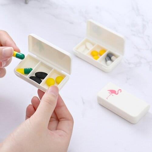 1PC Dispensing Medical Kit 3 Lattices Pill box Tablet Flamingo Cactus Leaf Pillbox Dispenser Medicine Boxes Mini Organizer Case