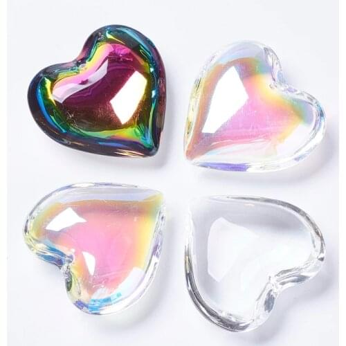 20pcs Glass Heart Pendants for necklace jewelry making DIY Necklace Crafts 42x43.5x15mm, Hole: 2mm F60