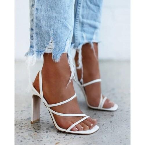 2021 Women Sandals Pumps Summer Fashion Open Toe High Heels Shoes Female Thin Belt Thick Heels Party Casual Females 8/10cm Shoes