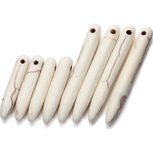 30pcs/lot 5x25mm and 5x38mm Tusk Ivory Shape Loose Bulk White Created Beads for Jewelry Making DIY Boho Necklace Stones F2976