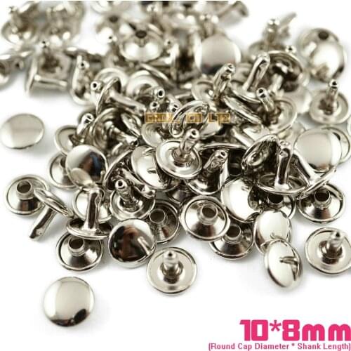 450 set 10*8mm Silver Double Cap Round Rapid Rivet Punk Rock Leathercraft Rivet