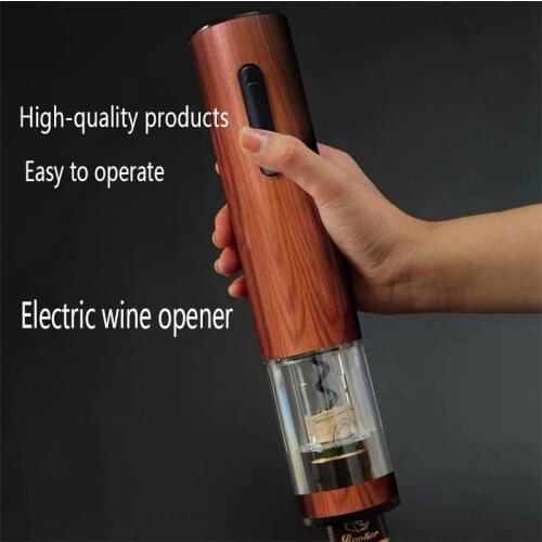 USB Rechargeable Automatic Corkscrew with Foil Cutter Wine Openers Wood Grain Electric Wine Opener Kitchen Accessories