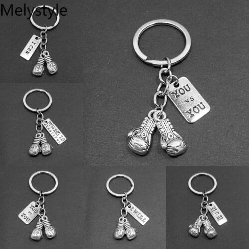2020 Boxing-Gloves Pendant Keychain Boxer-Movement Keychain DIY Fighting Jewelry Mens Car Keyring Souvenir Gift