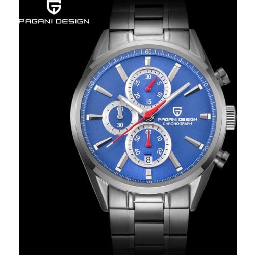 PAGANI DESIGN Men Fashion Blue Dial Chronograph Quartz Watch Men Sport Business Watches Stainless Steel Luxyry watches saat