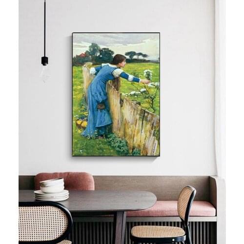 Citon William Waterhouse《Spring》Canvas Art Oil Painting Artwork Poster Picture Wall Decor Home Living room Decoration