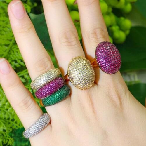 CWWZircons Adjustable Micro Pave Cubic Zirconia Stone Luxury Ladies Engagement Wedding Party CZ Finger Rings Boho Jewelry R180