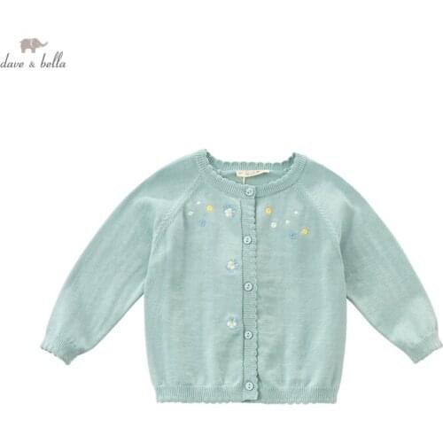 DBZ16657 dave bella spring infant baby girls fashion floral embroidery cardigan kids toddler coat children cute knitted sweater