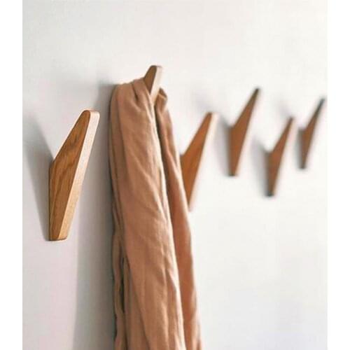 Wooden Towel Coat Hook Wall Decoration Hooks Clothes Hat Hanger Towel Rack Single Organizer Hangers Hooks