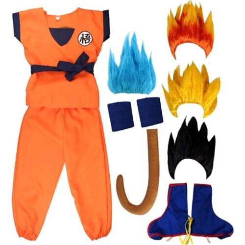 Halloween Christmas Son Goku Turtle Blue Wig Shoes Cosplay Costume Boys Adult Clothing For Kids New Year Party Dress Up