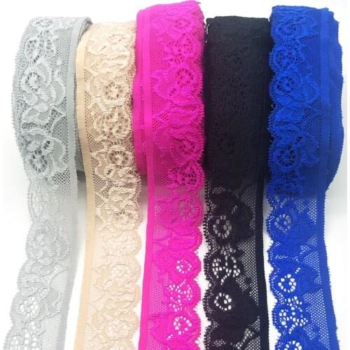 New High Quality 10Yards Elastic Force Lace Fabric Ribbon Lace Trim Ribbon Diy Craft Fabric 35MM Width African Fabrics Ribbon