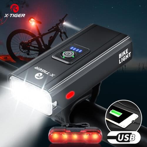 X-TIGER Bike Light 1200 mAh USB Rechargeable LED Bicycle Lamp Cycling Headlight Waterproof MTB Road Bike Front Flashlight