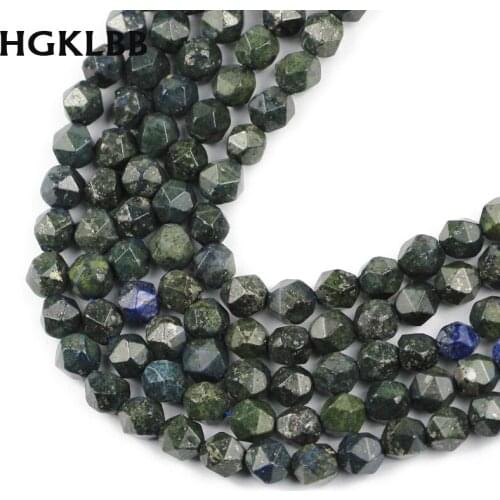 HGKLBB Natural Stone Big Faceted Phoenix lapis Round Spacers Loose beads for Jewelry making DIY bracelet necklace 8MM15'' Strand
