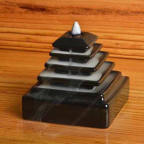 Creative Smoke Bullet Backflow Incense Cones Or Ceramic Tiantan Ornament Sandalwood Incense Burner Black Glaze Ceramic Censers