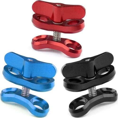 CNC Butterfly Clip 2/3 Open Hole Clamp Underwater Diving Light Bracket Tripod Ball Head Mount Adapter for Gopro Action Cameras