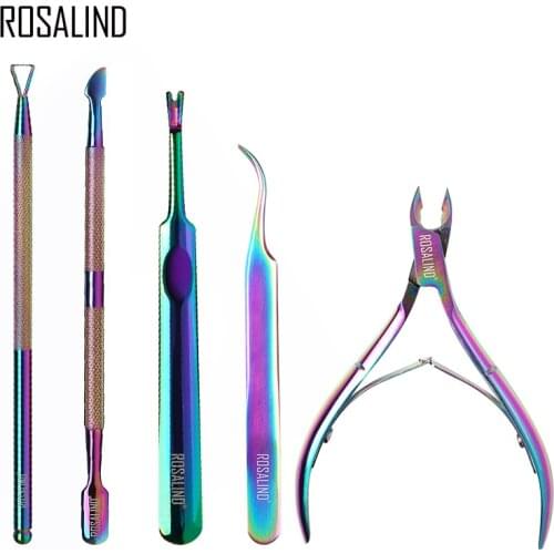 ROSALIND Manicure Set Gel Nail Polish Kit Cuticle Nipper Professional Stainless Steel Scissors Remover Acrylic Nails Art tools