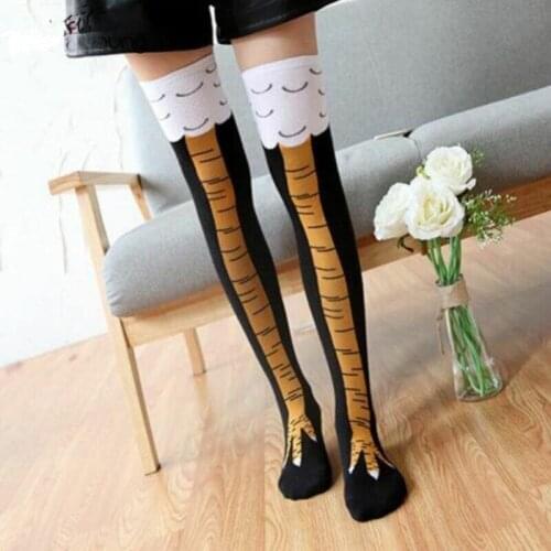 Girls Creative Chicken Cartoon Animal Printed Knee-High Leg Fitness Soft Stocking Funny Birthday Gift 2020 Hot Sale for Women