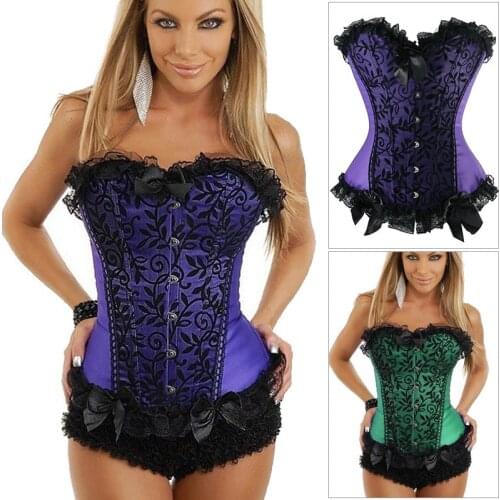 New Women Steampunk Corset Top Satin Corsets And Bustiers Waist Trainer Skirt Dresses Body Shapewear Burlesque Corset Halloween